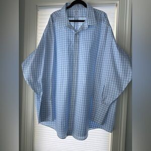 NWOT Brooks Brothers Blue Checkered French Cuff Non-Iron Cotton Shirt 20-36